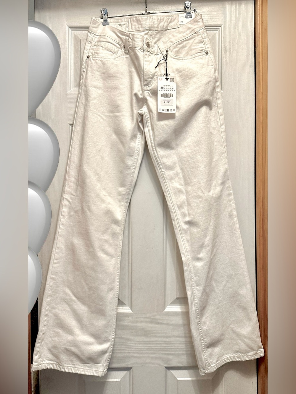 Zara White Flared Wide-Leg Jeans